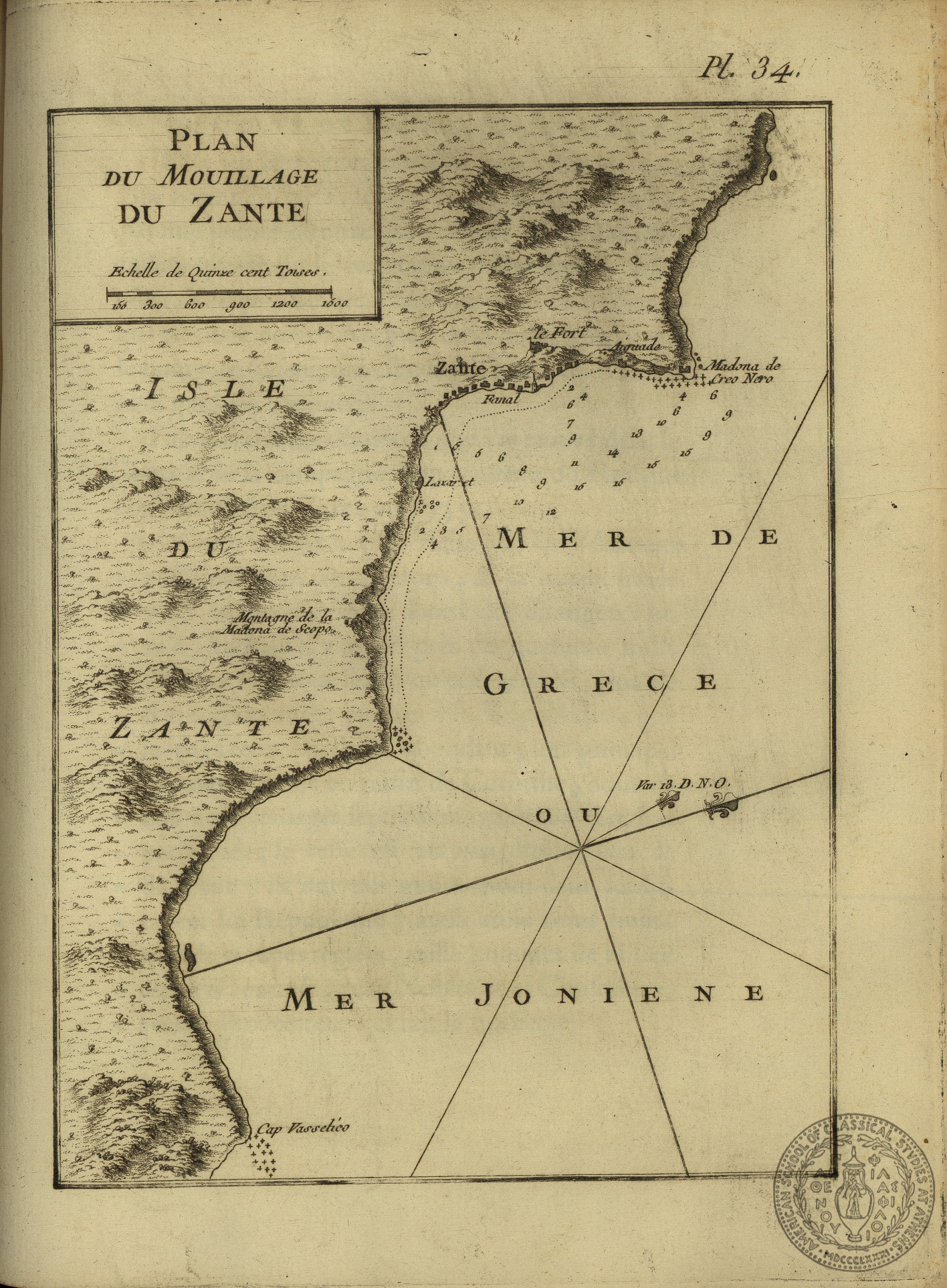 Plan du mouillage du Zante